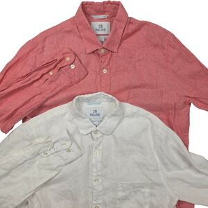 [LOT OF 2] 28 Palms Mens 100% Linen Long Sleeve Button Down Shirt Beach Large